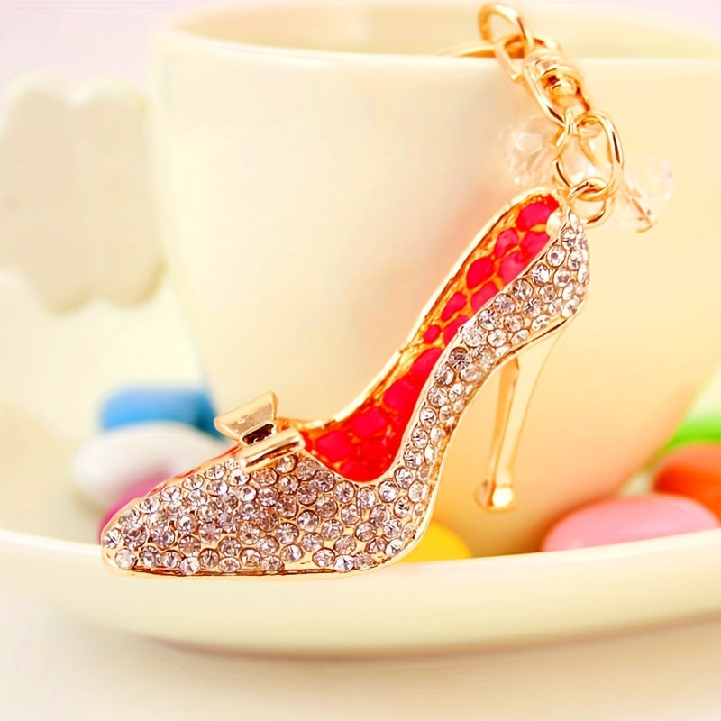 Crystal Diamond Jewelry Key Chain High Heel Shoes Pendant