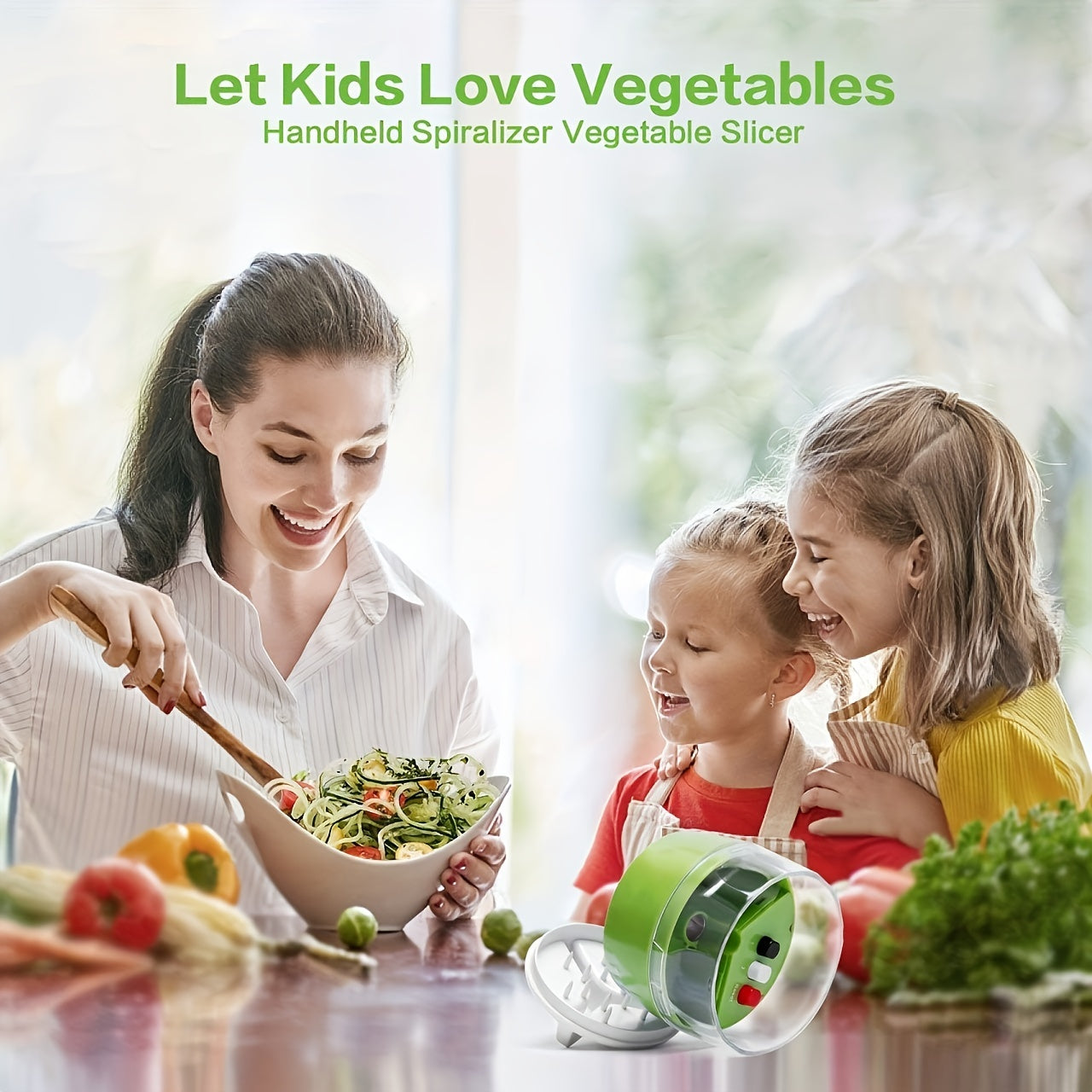4in1 Veggie Spiralizer Manual Zucchini Noodle Maker Multifunctional