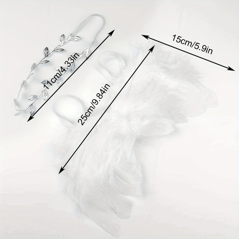 Angel Feather & Leaves Headband Set for Newborn Photos in Red