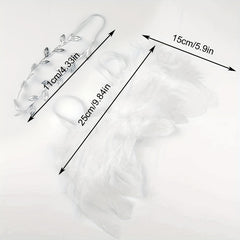 Angel Feather & Leaves Headband Set for Newborn Photos in Red