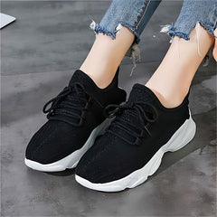 Breathable Knit Sneakers Low Top Lace Up Casual Shoes