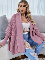  Solid Bat Sleeve Open Front Cardigan