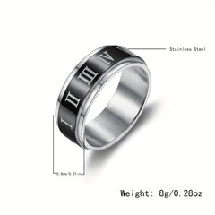 Stainless Steel Roman Numeral Spinner Ring - Anti Anxiety Spinner Rings