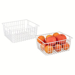 2pcs Metal Wire Baskets for Pantry Organization with Handle