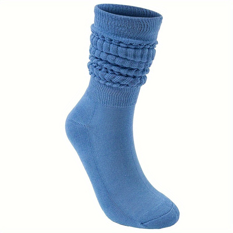 Textured Solid Calf Socks Warm Knee High Women's Stockings