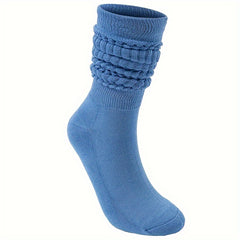 Textured Solid Calf Socks Warm Knee High Women's Stockings