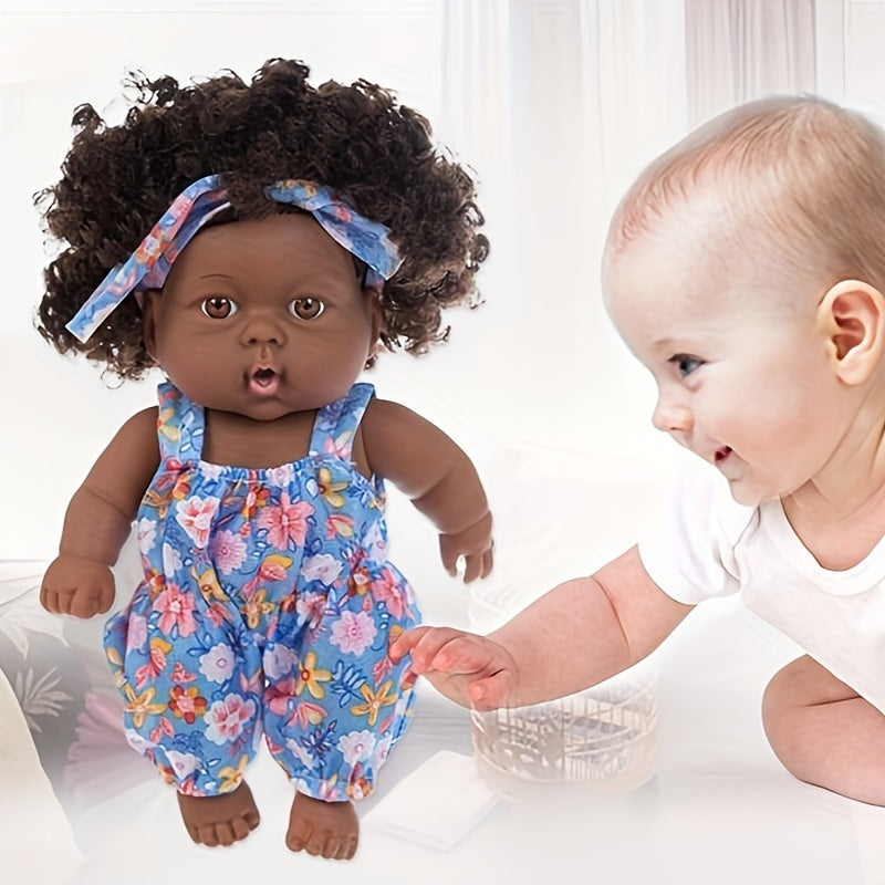 8inch Curly Hair Simulative Doll Soft Rubber Toy Doll Including Doll Clothes
