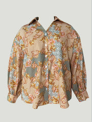  Women's Floral Print Long Sleeve Button Up Blouse