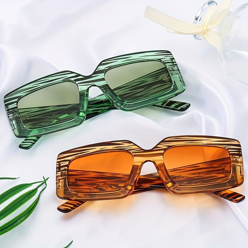 Y2K Retro Striped UV400 Sun Shades Glasses for Women Men