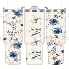 40oz Floral Stainless Steel Tumbler Insulated Coffee Mug