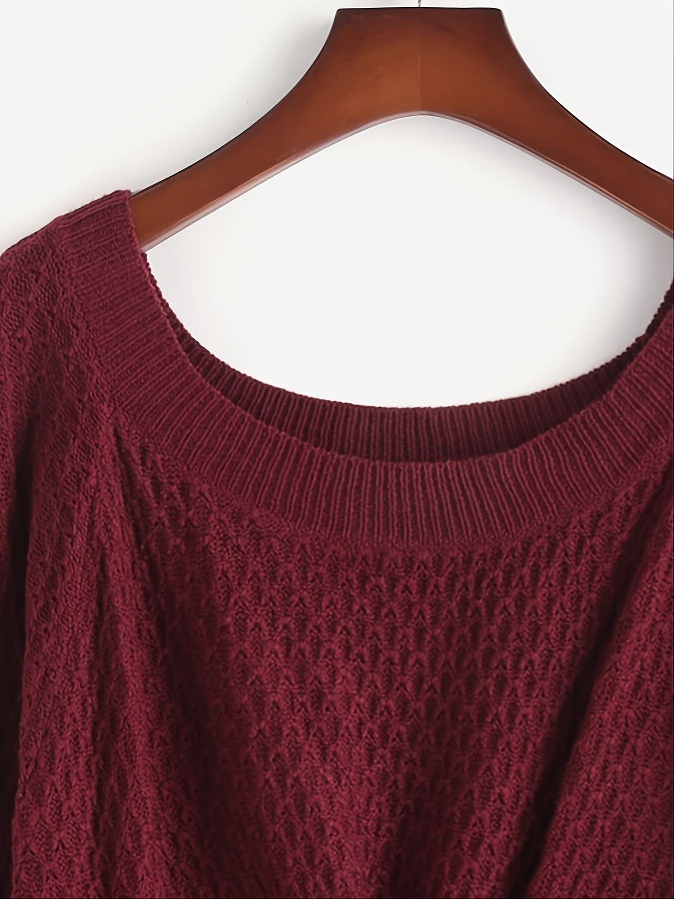  Twist Front Round Neck Long Sleeve Sweater
