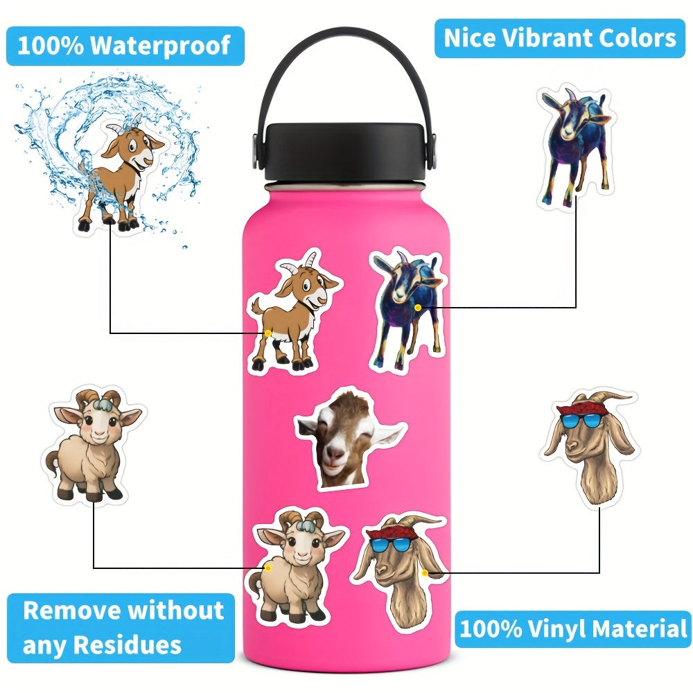 62pcs Goat Vinyl Stickers for Water Bottle Laptop Luggage Cup Computer