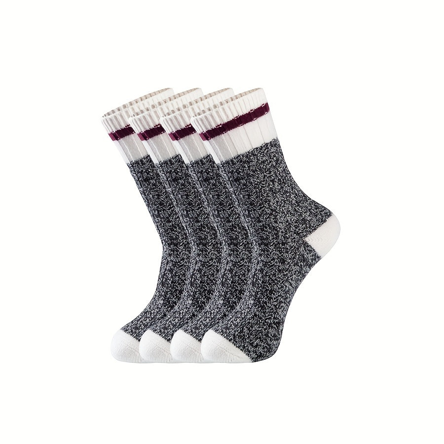 2 Pairs Striped Crew Socks Comfy & Warm Mid Tube Socks Women's Stockings
