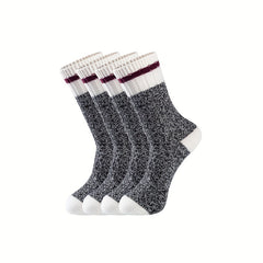 2 Pairs Striped Crew Socks Comfy & Warm Mid Tube Socks Women's Stockings