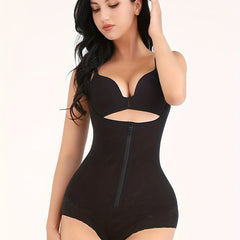 Lace Trim Shaping Romper Tummy Control Butt Lifting Zip Up Body Shaper