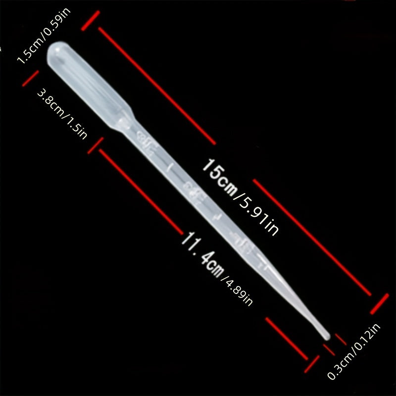 100PCS Plastic Test Tubes Graduated Pipettes 1ML 3ML