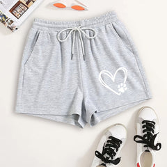 Heart & Dog Paw Print Hotpants Yoga Shorts