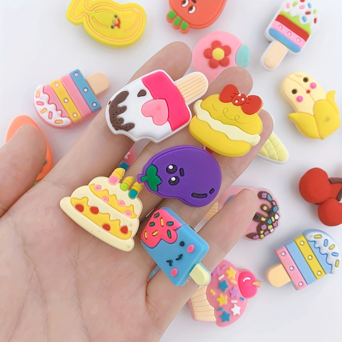 25pcs Cartoon Ice Cream Shoe Charm Resin Shoe Buckle DIY Accessories