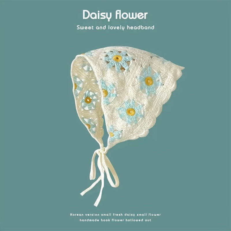 Daisy Crochet Bandana Triangle Headband for Women Girls