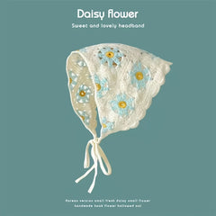 Daisy Crochet Bandana Triangle Headband for Women Girls