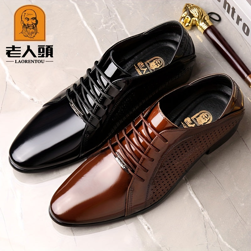 Laorentou Men's Leather Pointed Toe Dress Shoes for Wedding