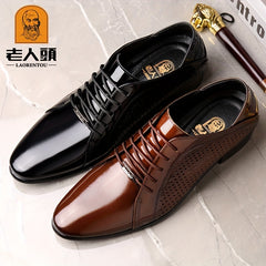Laorentou Men's Leather Pointed Toe Dress Shoes for Wedding