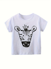 Baby Boys Giraffe Print T-shirt Summer Short-sleeved Top