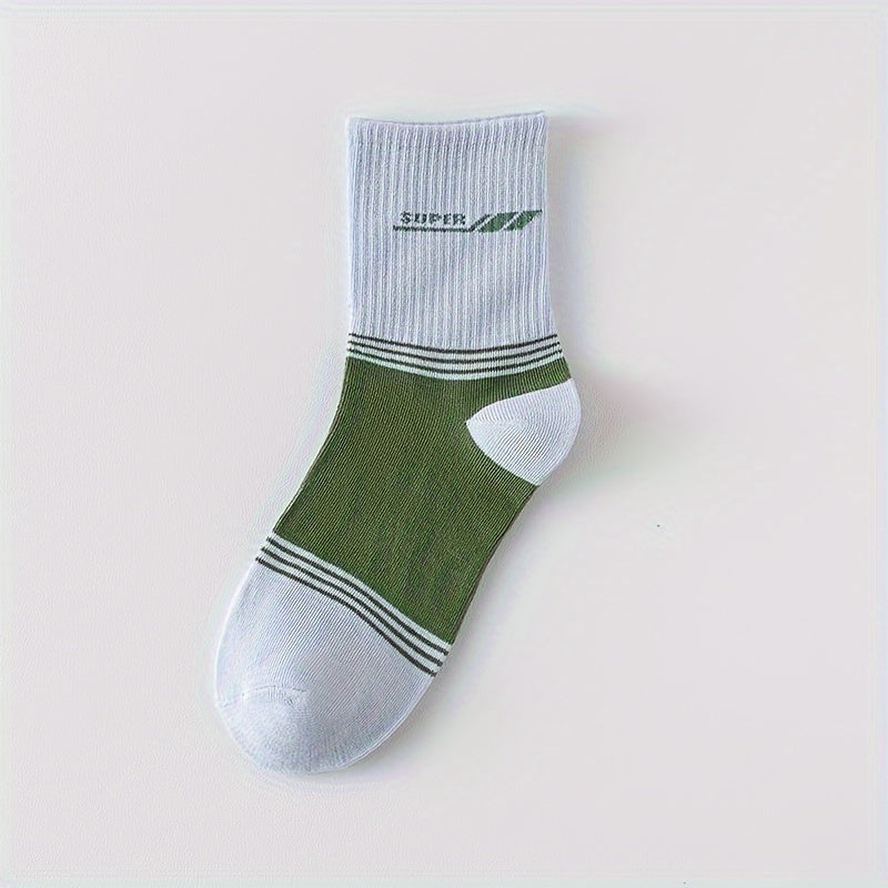 5 Pairs Letter Print Socks Comfy Sports Stockings