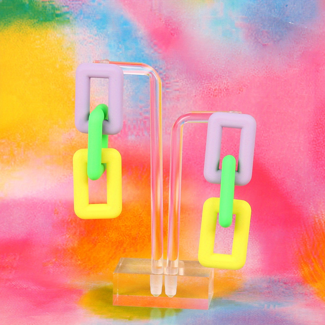 Colorful Chain Dangle Earrings Acrylic Jewelry Gift