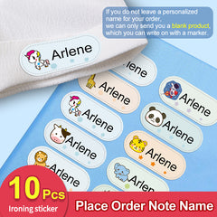 60 Iron-On Name Stickers for School Uniforms - Custom Washable Labels