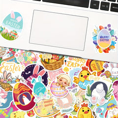 50pcs Easter Cartoon Stickers Mix & Match Bunny Eggs Doodle DIY Decoration