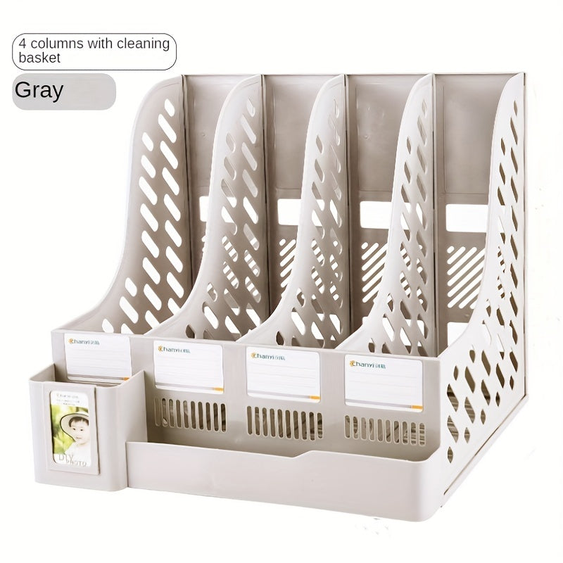 4 Columns Pen Holder Desktop Office Supplies File Rack