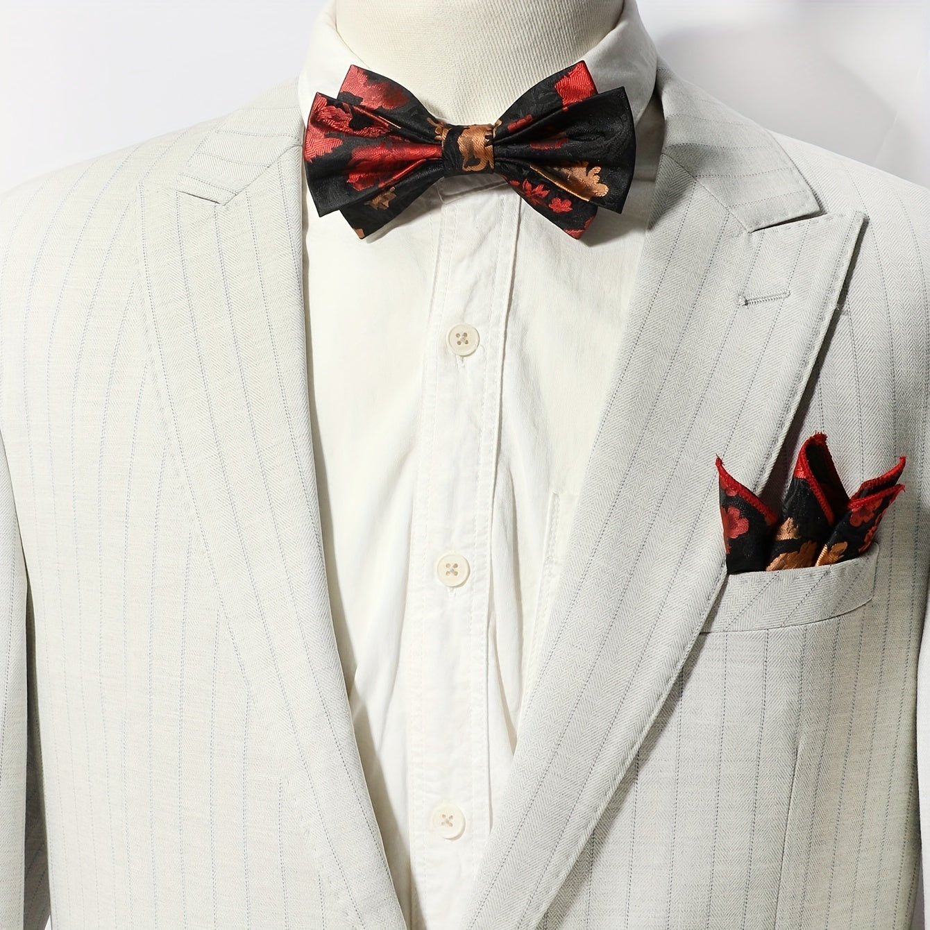 Men's Striped Floral Jacquard Necktie for Wedding Party Gift