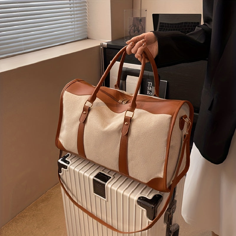 Canvas Travel Bag Retro Luggage Storage Women's Tote & Crossbody Bag