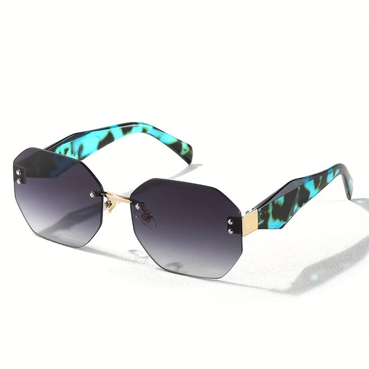 Polygonal Rimless Sunglasses UV400 Gradient Glasses