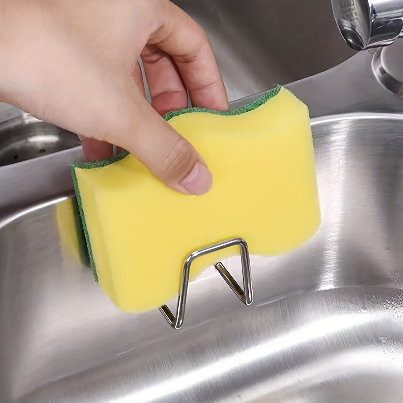 Stainless Steel Sponge Holder Draining Rack No Drilling Kitchen Sink Storage