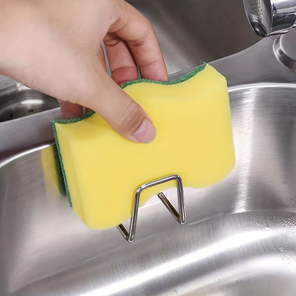 Stainless Steel Sponge Holder Draining Rack No Drilling Kitchen Sink Storage