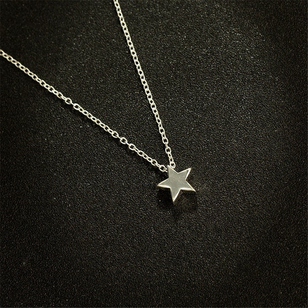Golden Silver Star Pendant Alloy Necklace