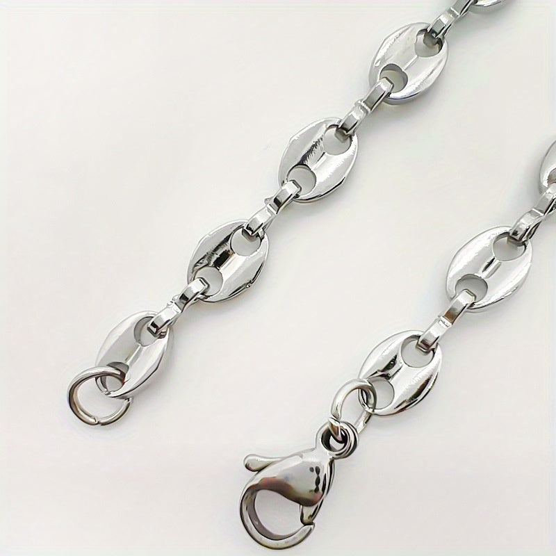 Vintage Stainless Coffee Bean Necklace Pig Nose Steel