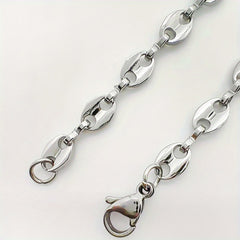 Vintage Stainless Coffee Bean Necklace Pig Nose Steel