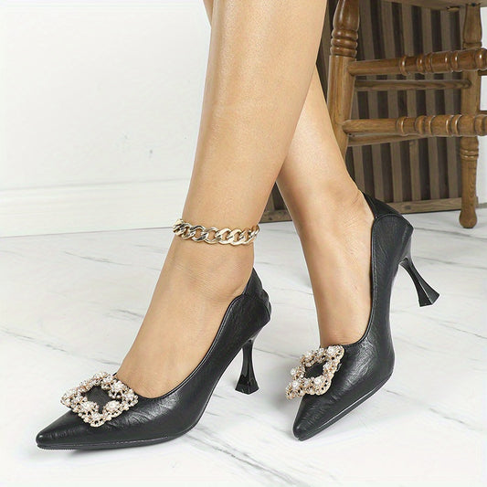 Women's Rhinestone & Faux Pearl Stiletto Heels Slip On High Heels