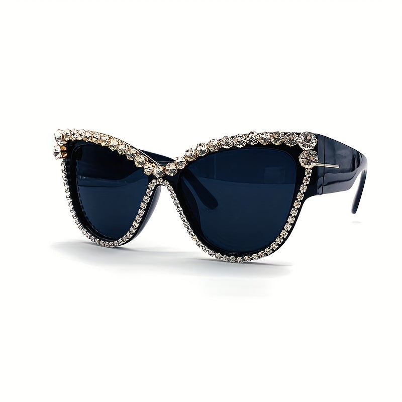 Y2K Rhinestone Cat Eye Sunglasses For Women Men Large UV400