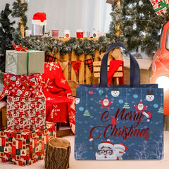6pcs Christmas Gift Bags, Reusable Reinforced Handle Grocery Bags