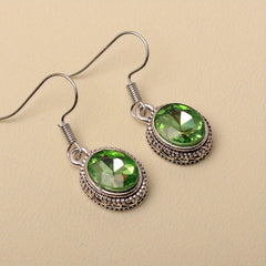 Ethnic Style Oval Glass Hook Earrings for Women