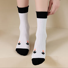 5 Pairs Floral & Bunny Print Socks Mid Tube Women's Stockings