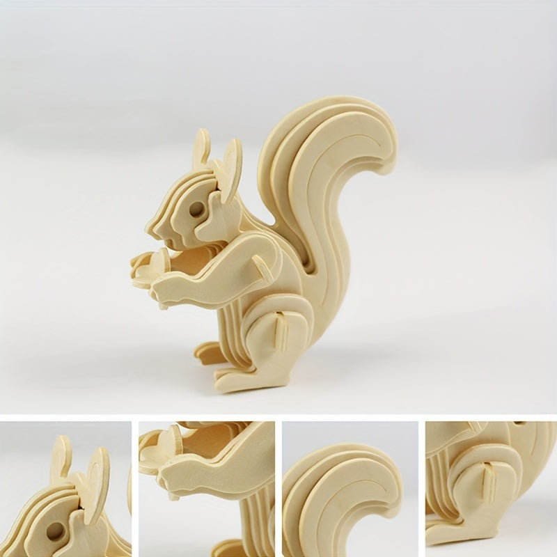 3D Animal Wooden Puzzle Educational Toy DIY Building Block Model