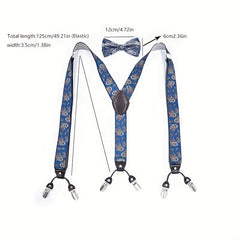 Retro Bow Tie Set with Anti-slip Suspenders