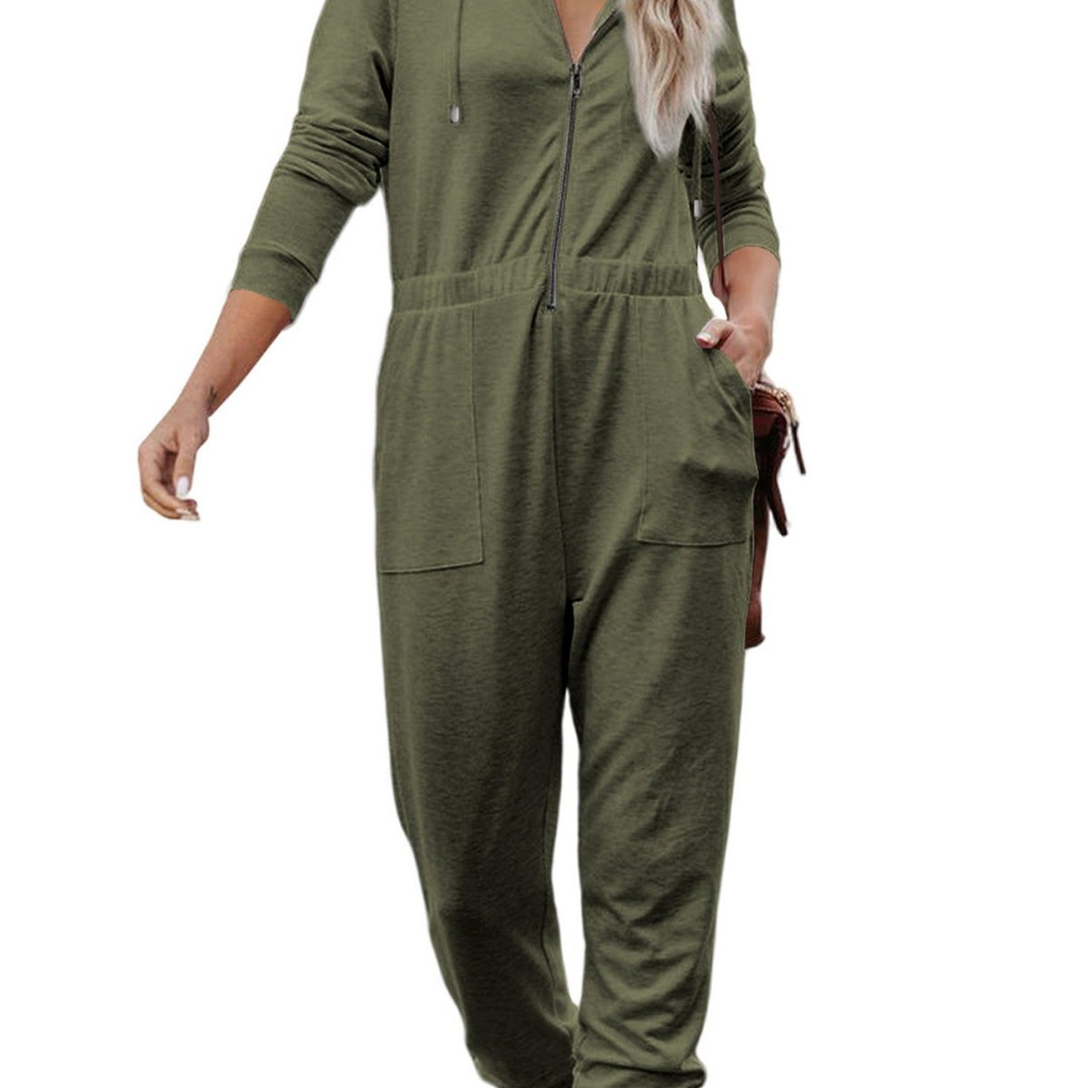 Women's Casual Hoodie Jumpsuit Solid Wide Leg