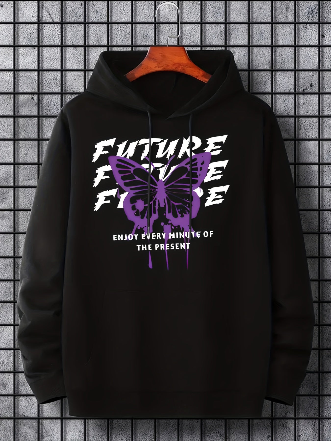 Men's Butterfly Print Hoodie Pullover Sweatshirt