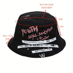 Youth Graffiti Printed Bucket Hat Lightweight Sunscreen Fisherman Cap
